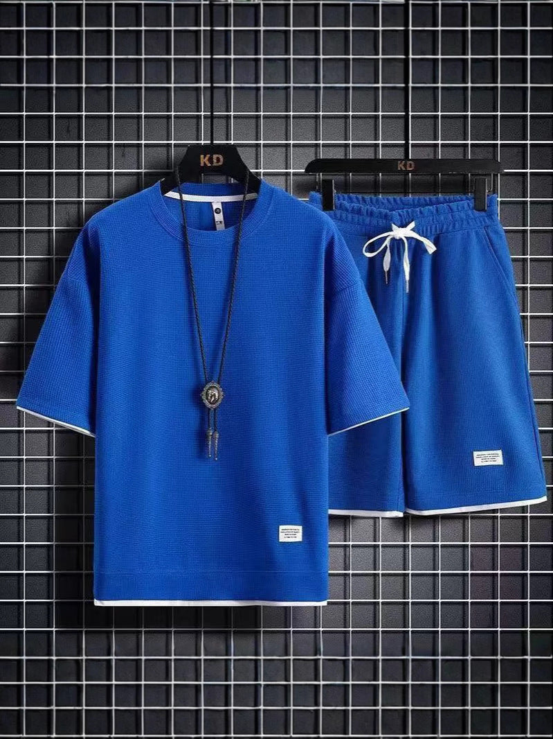 Men's Round-neck T-shirt and Shorts Set