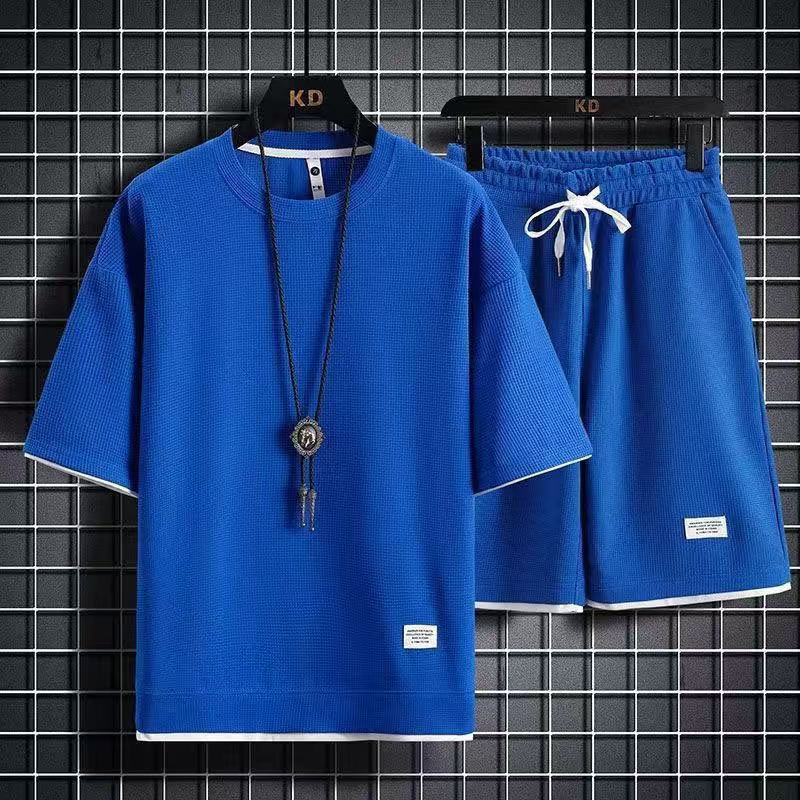 Men's Round-neck T-shirt and Shorts Set