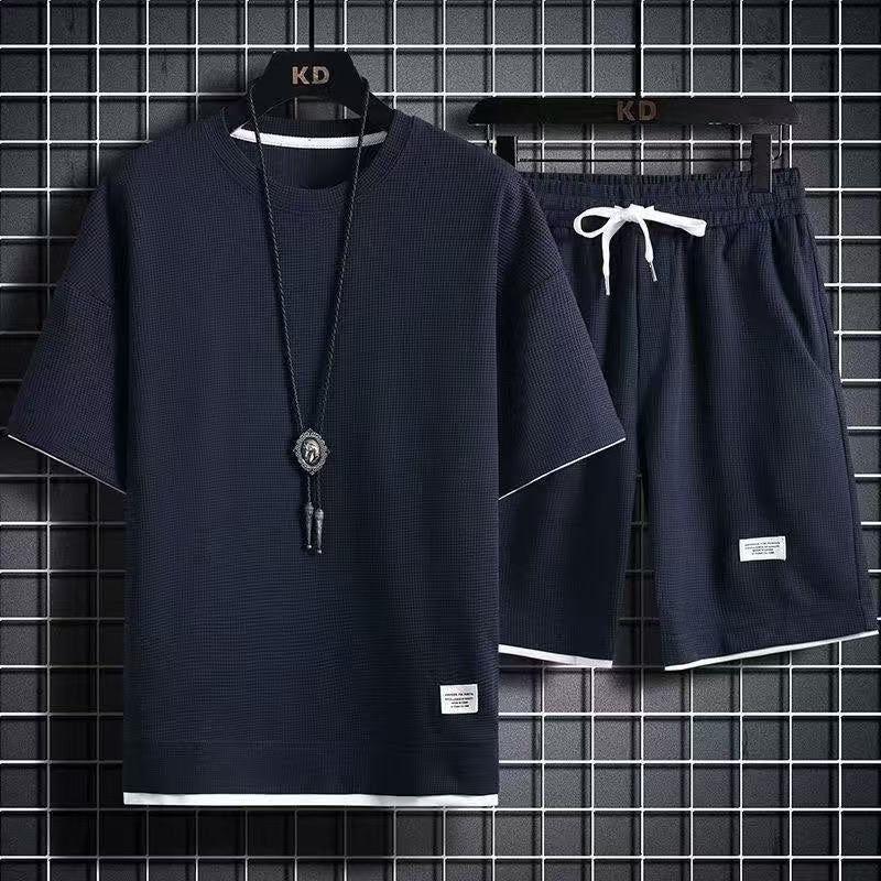 Men's Round-neck T-shirt and Shorts Set