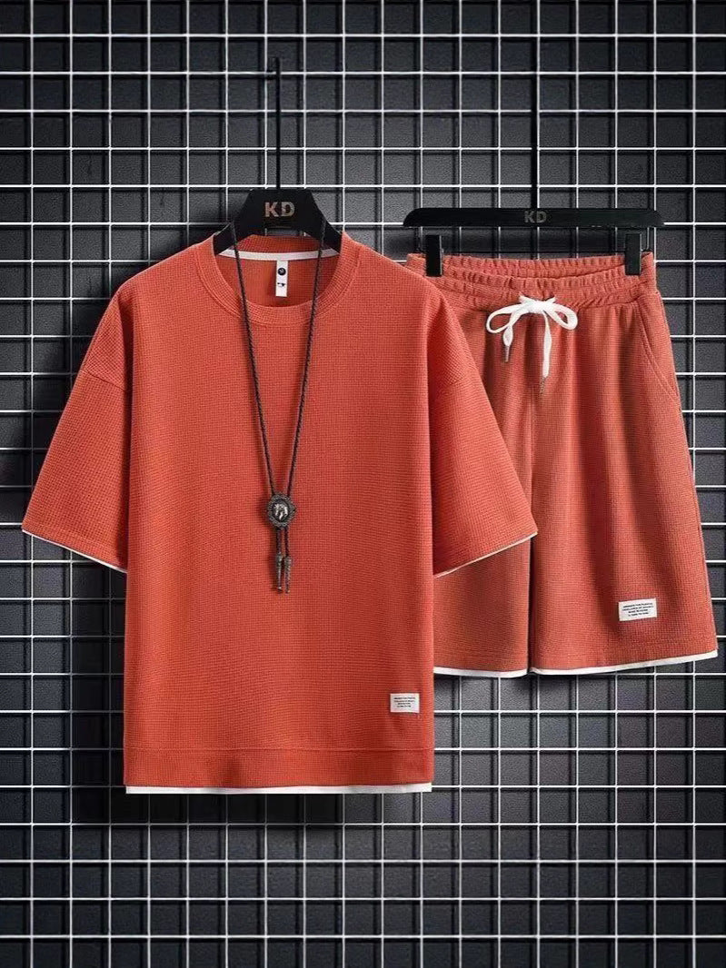 Men's Round-neck T-shirt and Shorts Set