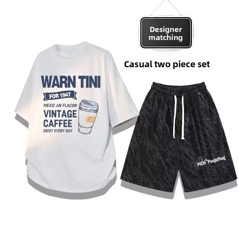 Men's summer loose two-piece set