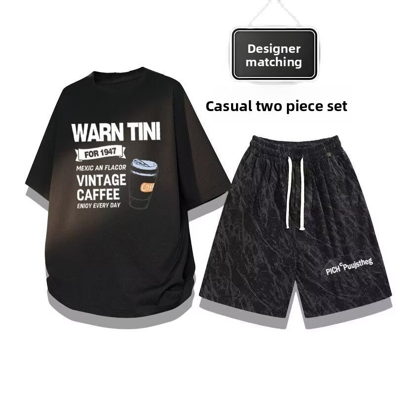 Men's summer loose two-piece set
