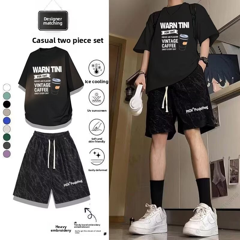 Men's summer loose two-piece set
