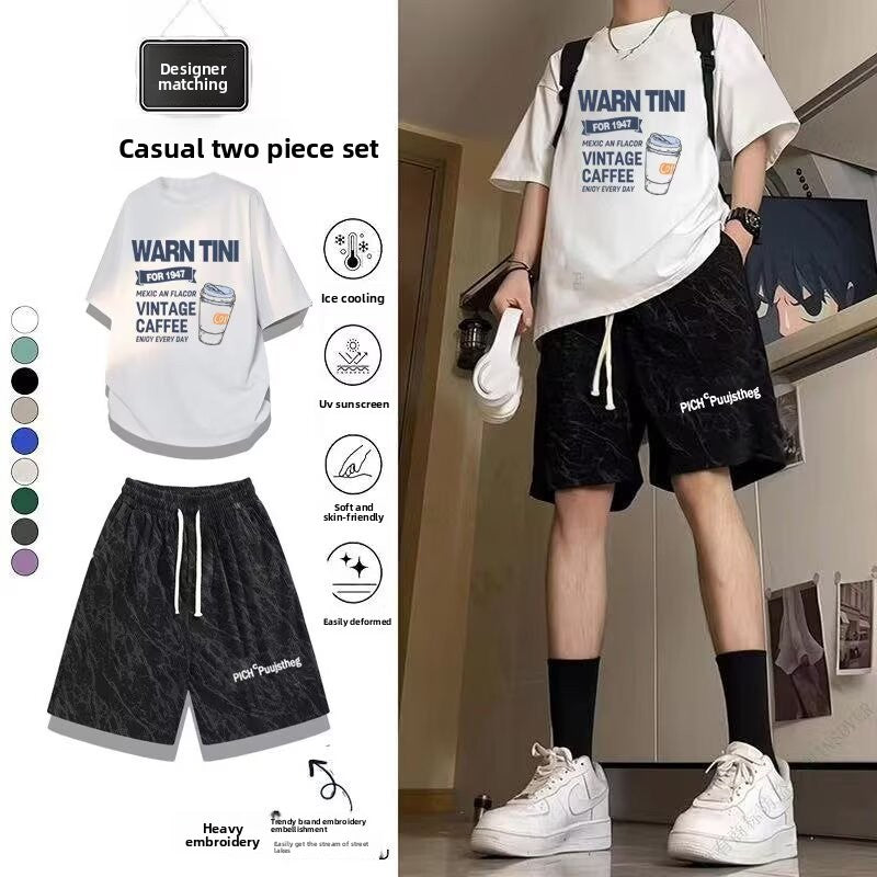 Men's summer loose two-piece set