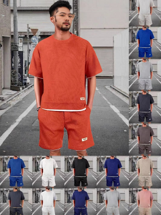 Men's Round-neck T-shirt and Shorts Set