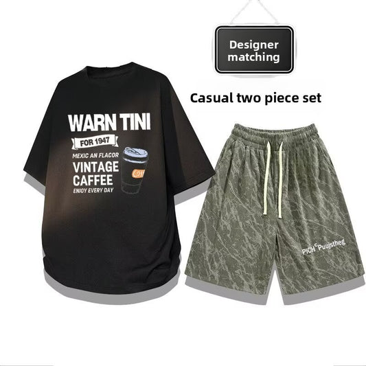 Men's summer loose two-piece set